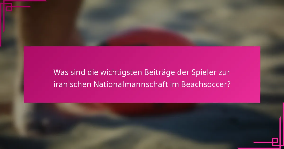 Was sind die wichtigsten Beiträge der Spieler zur iranischen Nationalmannschaft im Beachsoccer?