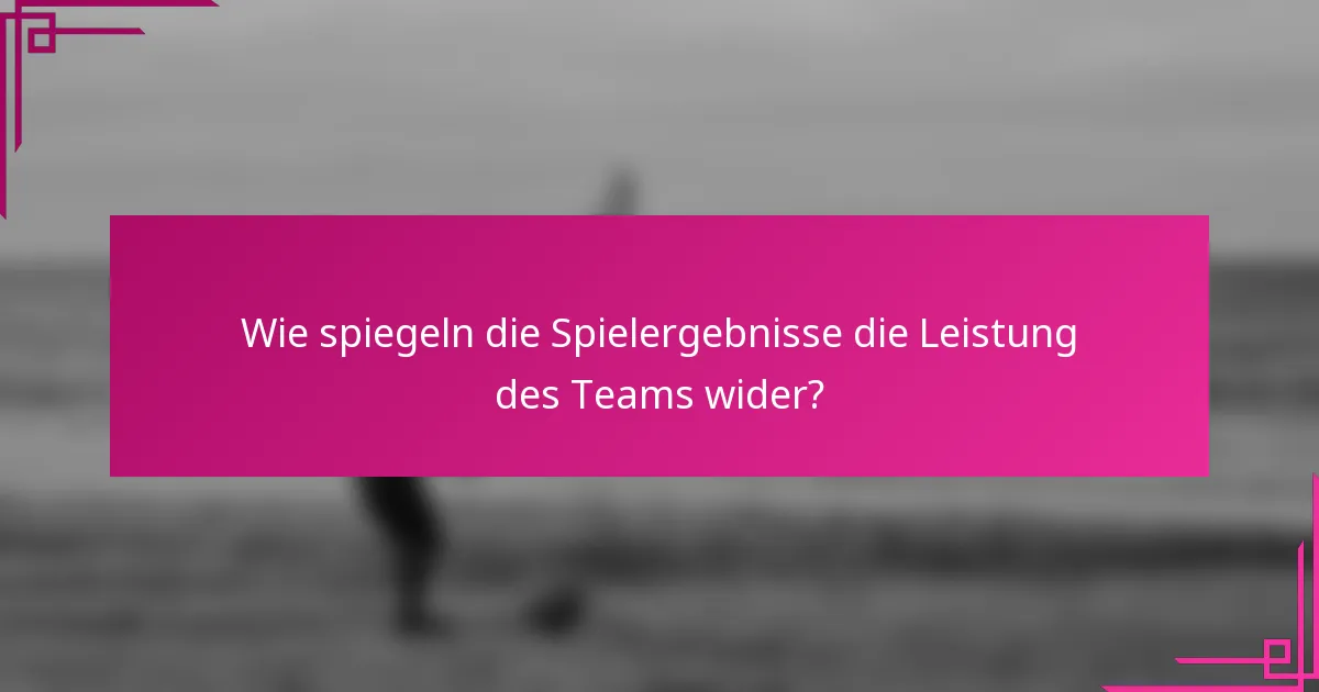 Wie spiegeln die Spielergebnisse die Leistung des Teams wider?